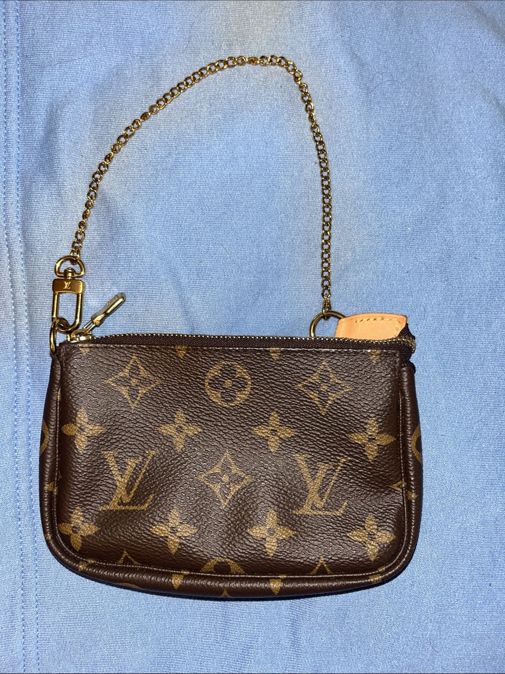 Louis Vuitton Monogram Mini Pochette with Gold Chain